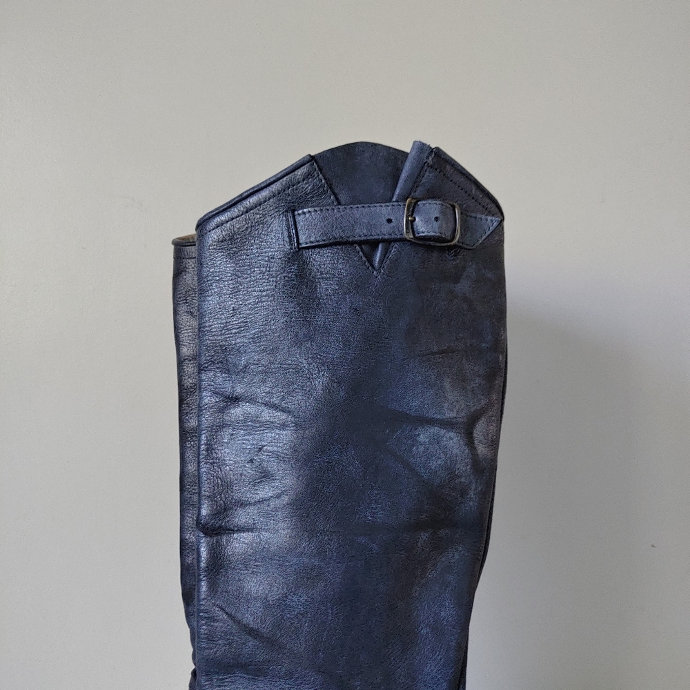 Freebird Contra Tall Boots Western Moto Size 7 Leather Blue Black - Picture 6 of 16